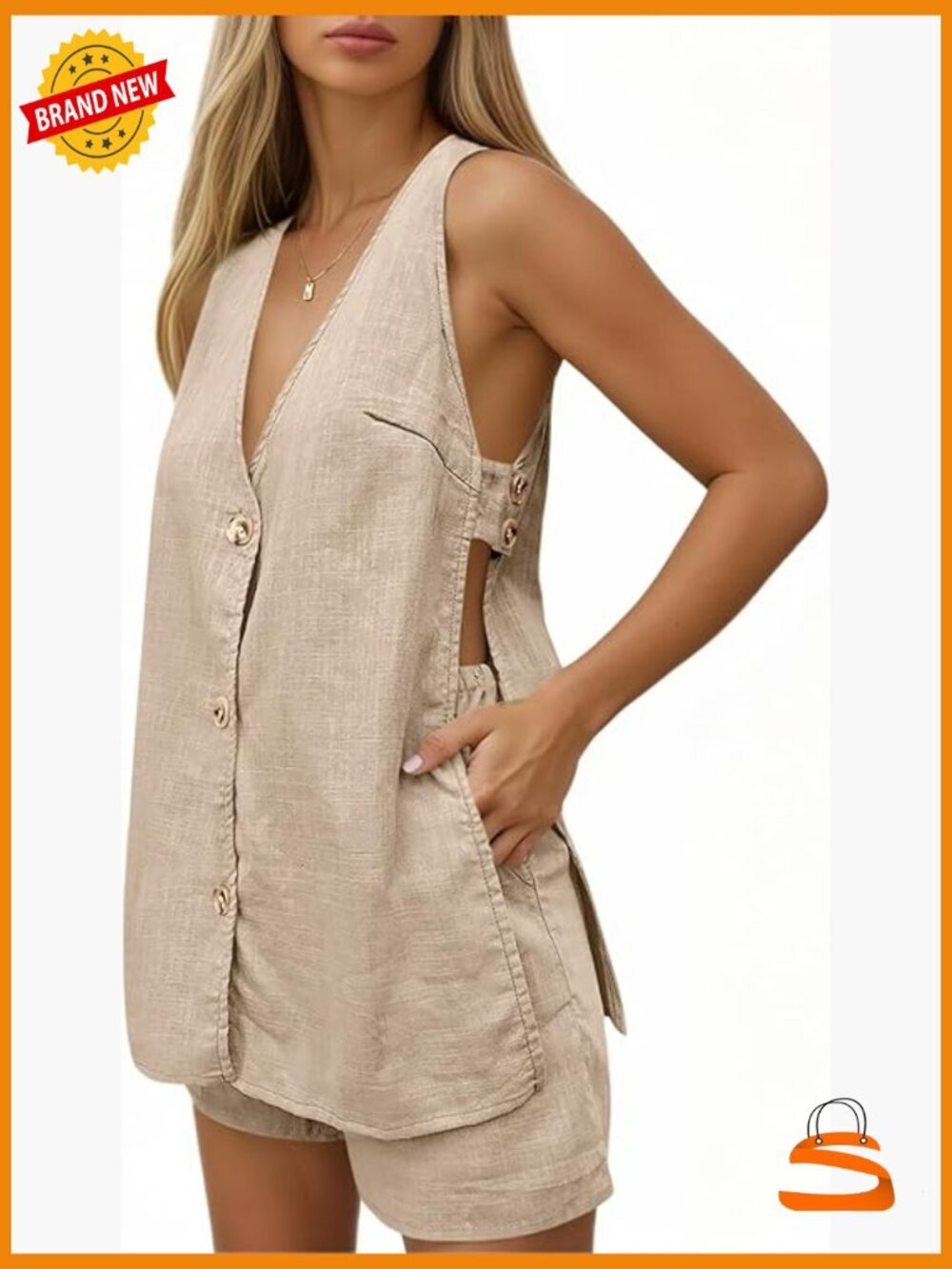 Women's 2 Piece Short Set Tank Top and Shorts Summer Vacation Outfit